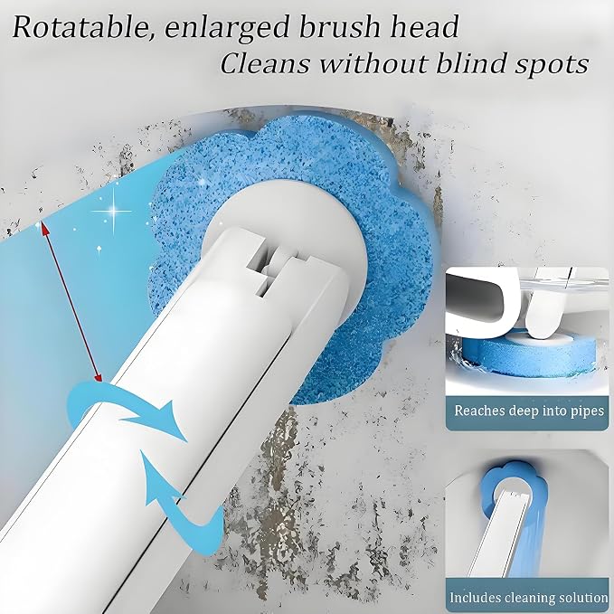 Disposable Brush with Holder & Refill Heads - Hygienic Sanitary Toilet Cleaner for Easy Cleaning, Streak-Free Fresh Bathroom, No Mess Disposable Toilet Bowl (1, Refill (36 pcs))