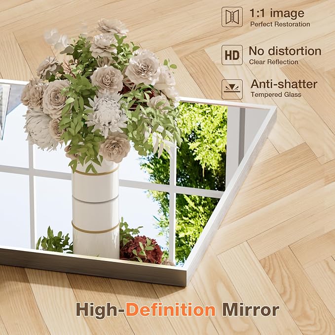 22"x30" Bruhed Nickel Rectangle Vanity Bathroom Mirror, Set of 2 | Aluminum Alloy Frame, Clear Reflection, Rust-Resistant, Vertical or Horizontal, Wall Mount, Bedroom and Entryway