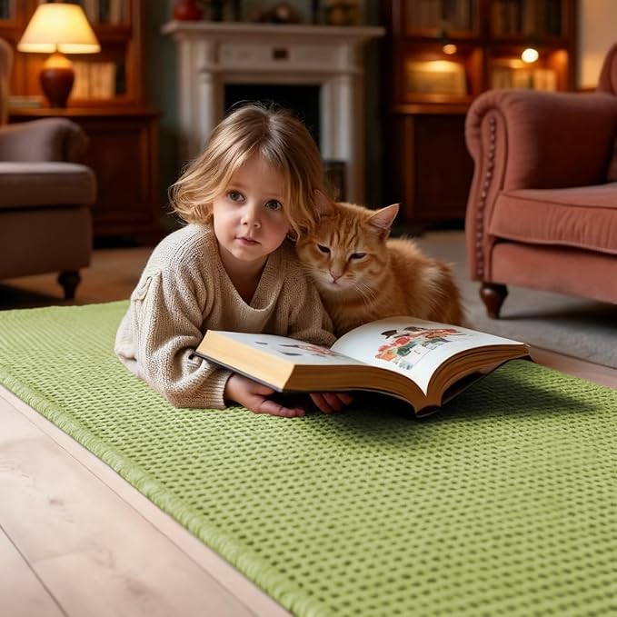 Waffle Bath Mat Sage Green 36"x24", Boho Woven Modern Bath Mat Rugs, Absorbent Non Slip Bathroom Rugs, Soft Washable Bath Rugs with Tassels for Bathroom, Bedroom, Kitchen, Shower, Tub