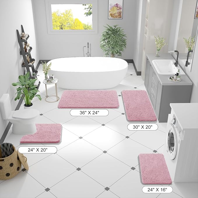 OLANLY Bathroom Rugs 30x20, Extra Soft Absorbent Chenille Bath Rugs | Dusty Rose, Quick-Drying Rubber Backing, Machine Washable Bath Mat for Bathroom Floor, Tub and Shower, Home Decor Accessories