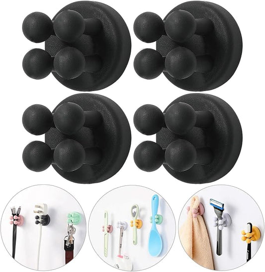 Razor Holder Shaver Hook Hanger Stand - 4Pcs Silicone Toothbrush Holders for Shower Wall Mounted Self Adhesive Cute Utility Bathroom Kitchen Organizer Storage Hook for Hanging Loofah Towel Tooth Brush