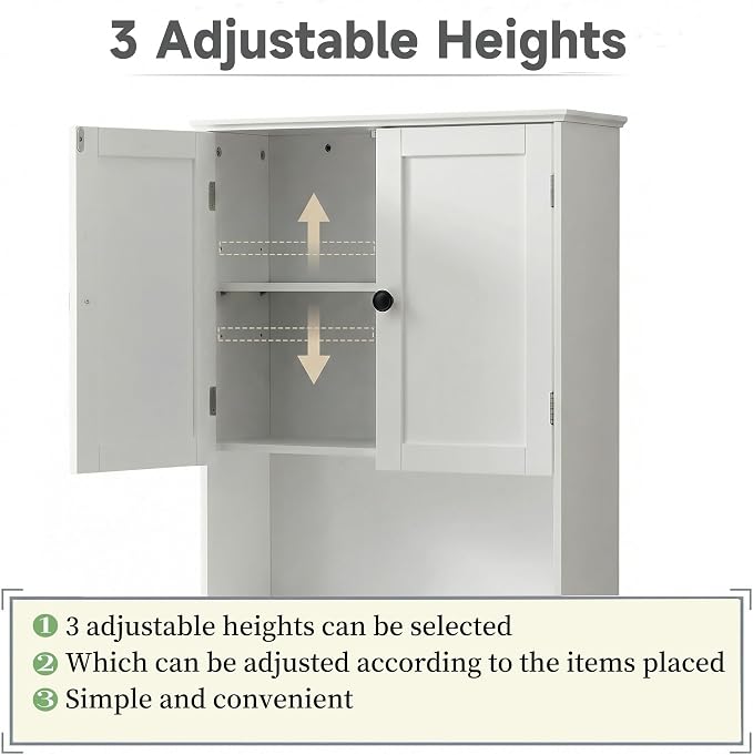 Bathroom Wall Cabinet, White 30" x 24" Wall Mounted Medicine Cabinet, Over Toilet Storage Hanging Cabinet Adjustable Shelves Cupboard with Large Space for Laundry Room, Bedroom, Kitchen, Entryway