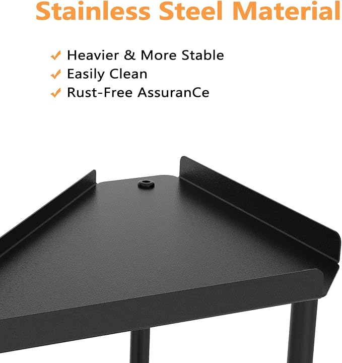 FLE Corner Bathroom Counter Organizer, Bathroom Organizer Countertop Black | 2 Tier Corner Shelf, Tabletop Mount,Waterproof Solid Shelf Fits Bathroom Toiletries and Kitchen Condiment Storage