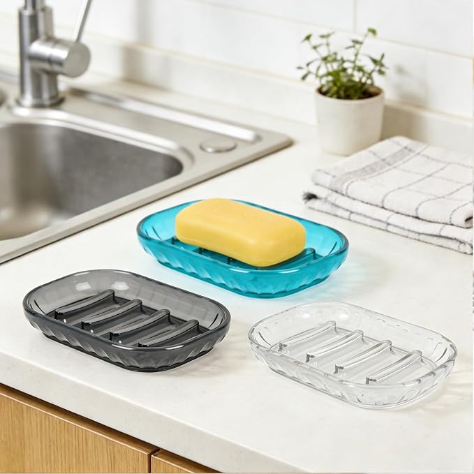 2 Pack Soap Dish Holder for Bar Soap, Bathroom Soap Dishes Bar Soap Holder | Soap Dishes Soap Saver Tray for Shower Bathroom, Kitchen Sink Soap Dish, Blue