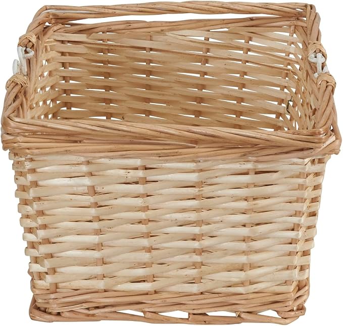 Household Essentials Woven Market Basket, Handwoven Willow Weave, Stylish Handles with Durable Metal Anchors, Classic and Versatile, Attractive, Spacious, Lightweight, Natural