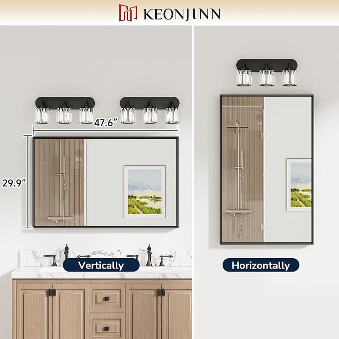 Keonjinn 48 x 30 Inch Brushed Nickel Bathroom Mirrors for Over Sink | Metal Frame, Rectangular Mirrors for Wall, Anti Rust, Rustic Bathroom Vanity Mirror, Safety HD Tempered Glass, Square Corner