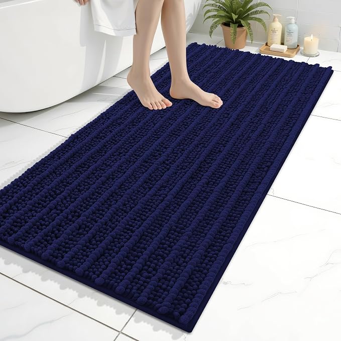 Arotive Bathroom Rugs Mat 45x27, Soft Absorbent Chenille Shaggy Bath Mat | Navy, Machine Wash Dry, Bath Rugs for Bathroom Floor, Tub and Shower, Home Decor Accessories