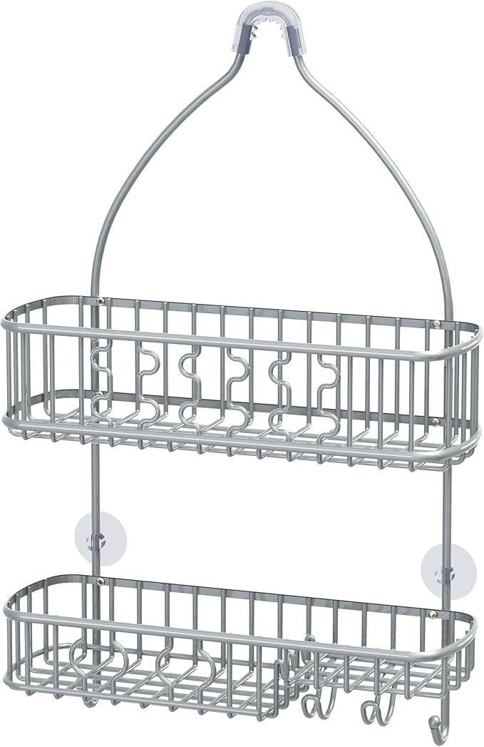 Simple Houseware Bathroom Hanging Shower Head Caddy Organizer, Silver | (26 x 16 x 5.5 inches)