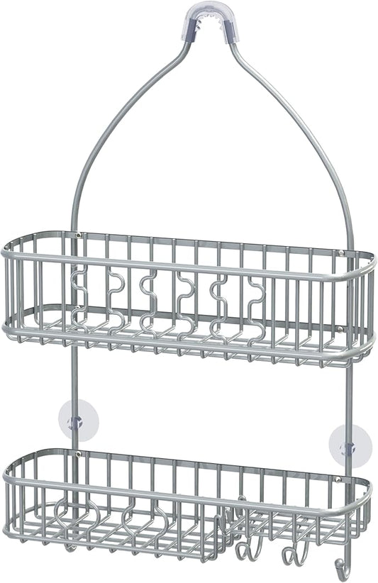 Simple Houseware Bathroom Hanging Shower Head Caddy Organizer, Silver | (26 x 16 x 5.5 inches)