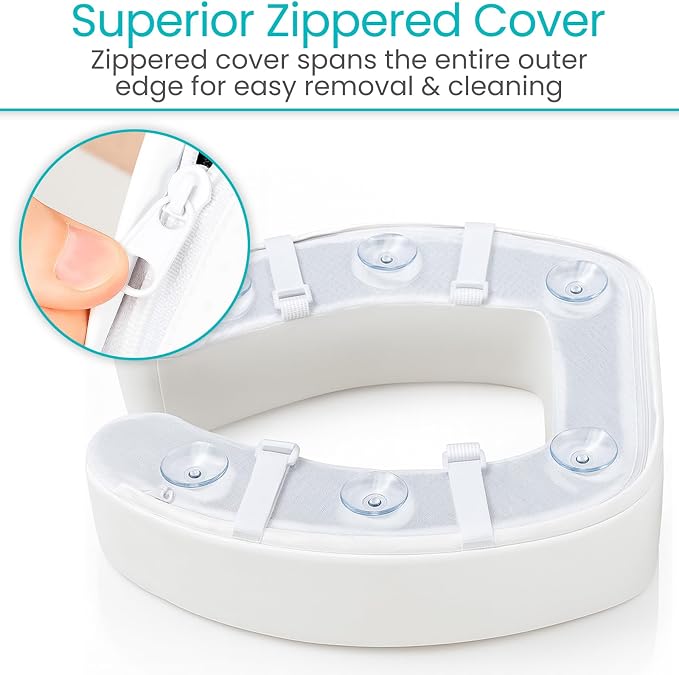 Vive Toilet Seat Cushion - Padded Soft Cushioned Foam - Fits All Toilets | Easy Clean Bathroom Attachment - Elongated, Standard Seats - Comfort & Support Donut for Handicap Adults