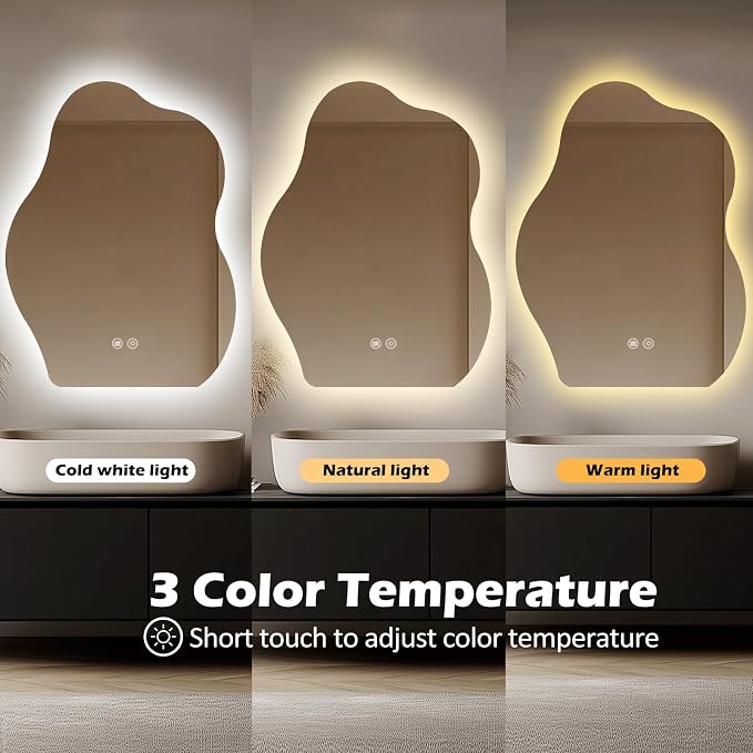 Backlit Mirror Bathroom, 24x32 Inch LED Bathroom Vanity Mirror | 3 Colors, Dimmable, Anti-Fog, Memory Function, Horizontal/Vertical, Al Alloy Lampshade, HD Glass, Rust-proof Treatment, UL
