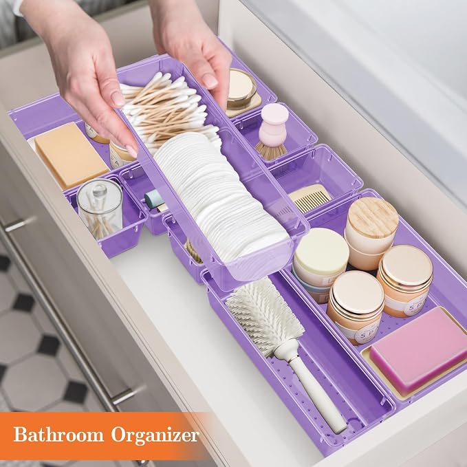 SpaceHacks 25 PCS Plastic Drawer Organizer, 4-Size Versatile Organizer Trays & storage Bins