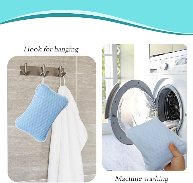 Bath Pillows for tub,Home Spa Pillows for Bathtub, Hot Tub,Head and Neck Support with 2 Strong Suction Cups,New Blue