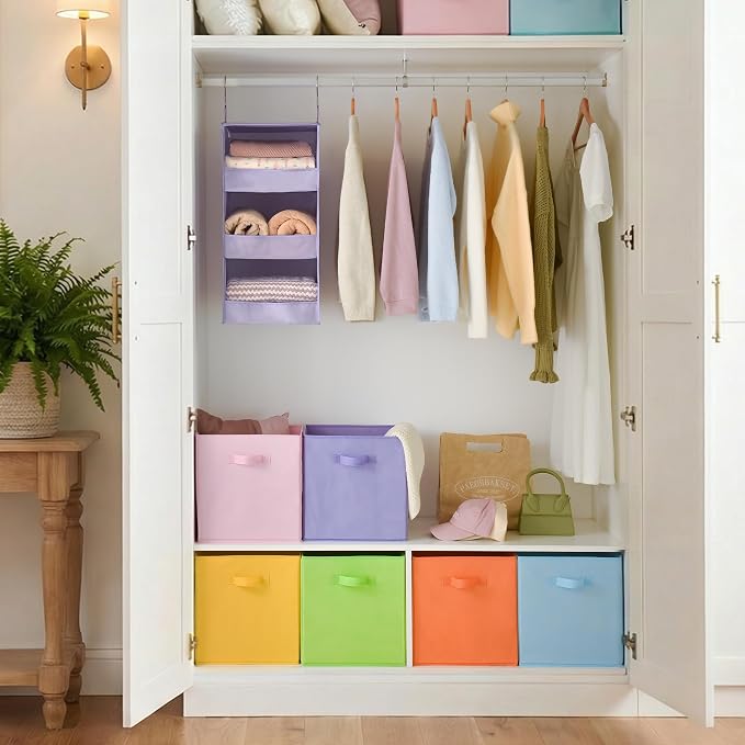 Cupic Cupid 6-Pack 13x13 Storage Cubes, Cube Organizer Bins, Pastel Colors | Foldable, Reinforced Front Handle, Holds Toys, Socks, Clothes, Fits Closet, Shelves, Playroom, Nursery, Cubby