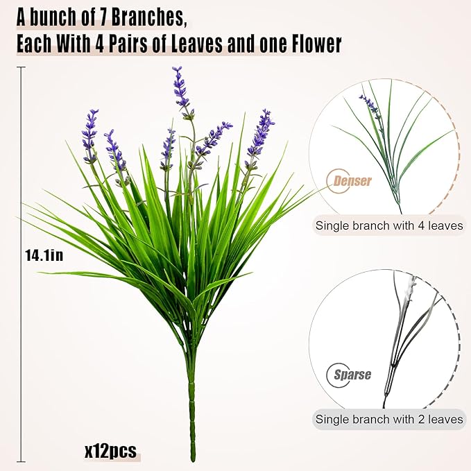 alyptus Artificial Plants Outdoor Fake Monkey Grass with Flowers for Pot UV Resistant Plant Decor for Window Garden Patio Hanging Planter Pathway Front Porch (Grass with Flowers)