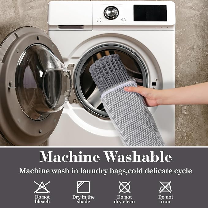 RESARE Waffle Bath Mat for Bathroom, Non Slip Bathroom Rugs 18x30 Dark Grey | Absorbent Boho Bathroom Floor Mats Machine Washable Quick Dry, Soft Solid Bath Rugs with Tassels, Ideal Farmhouse Home Decor