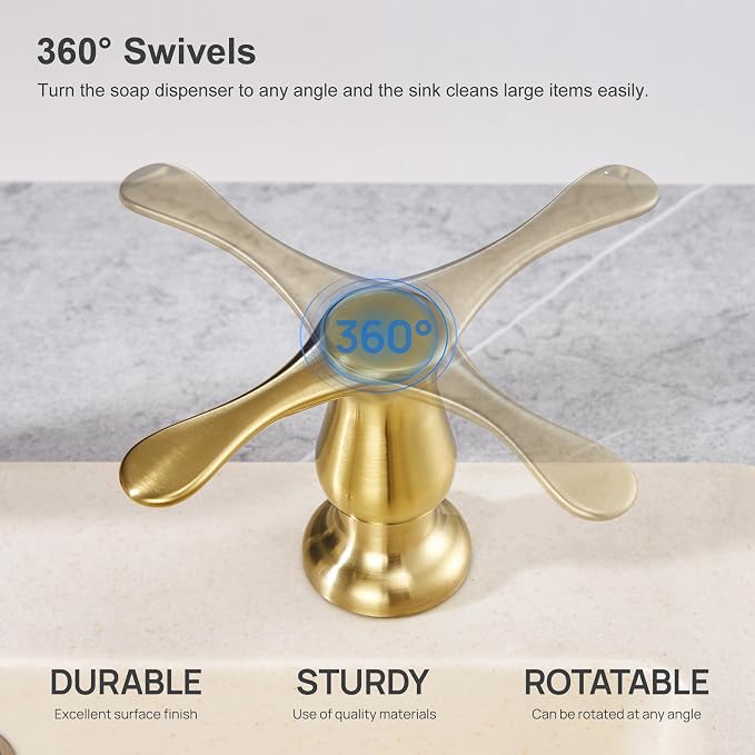 Gold Kitchen Sink Soap Dispenser with 17 OZ Bottle | Soap Dispenser for Kitchen Sink, Built in Soap Dispenser, Liquid Dispenser, Refill from The Top, G086BG