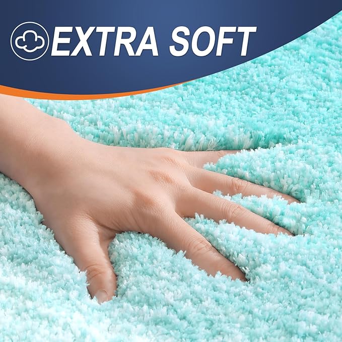 OLANLY Luxury Toilet Rugs U-Shaped 24x20, Soft Absorbent Microfiber Mat | Teal, Non-Slip Quick-Drying Rubber Backing, Machine Washable Plush Contour Bath Mat for Toilet Base, Home Decor Accessories
