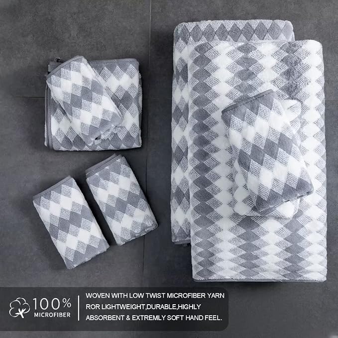 Gray Hand Towels Set 2 Pack-16“x31” Ultra Soft Microfibers Bathroom Towel Set Highly Absorbent Quick Dry Luxury Premium Towel Lightweight Cozy Durable Hand Towel Collection Hotel Spa Gym Kitchen