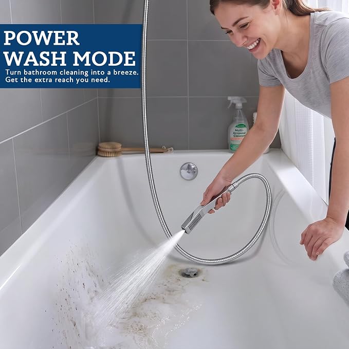 G-Promise 12 Inch All Metal Rain Shower Head with Handheld Spray (Chrome) | Full Body Coverage, Pause Mode Diverter, Power Wash Mode Handheld, Suits Every Height, Easy to Install, Modern Bath Upgrade