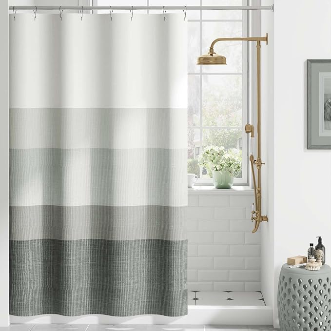 jinchan Ombre Cloudy Grey Shower Curtain for Bathroom 48x72 Inch 8 Hooks | Small Stall Shower Curtain,Stripe,Bathroom Decor, Gradual Color, Waterproof Fabric, Minimalist Design, Modern Neutral,Cloth