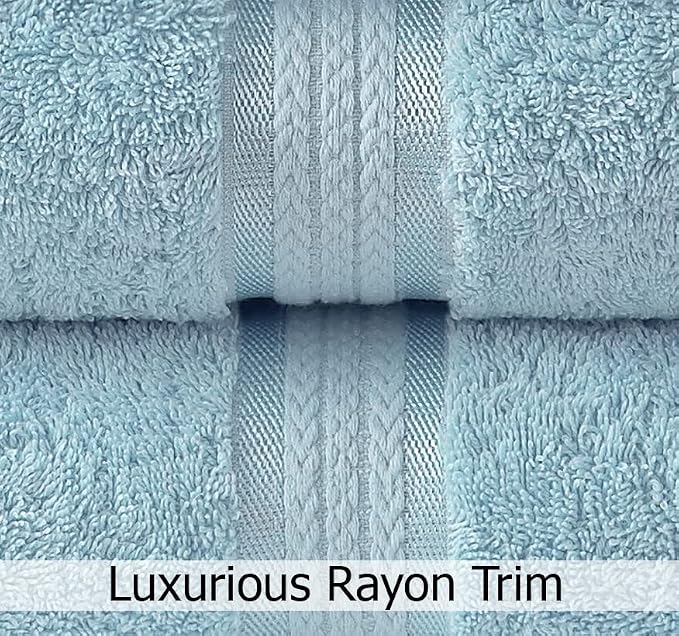 COTTON CRAFT Ultra Soft Washcloths - 12 Pack 100% Ringspun Cotton Facecloth | Large 12x12 Light Blue Washcloths - Plush 580 GSM Absorbent Quick Dry Everyday Luxurious Wash Towels for Baby Spa Gym Travel