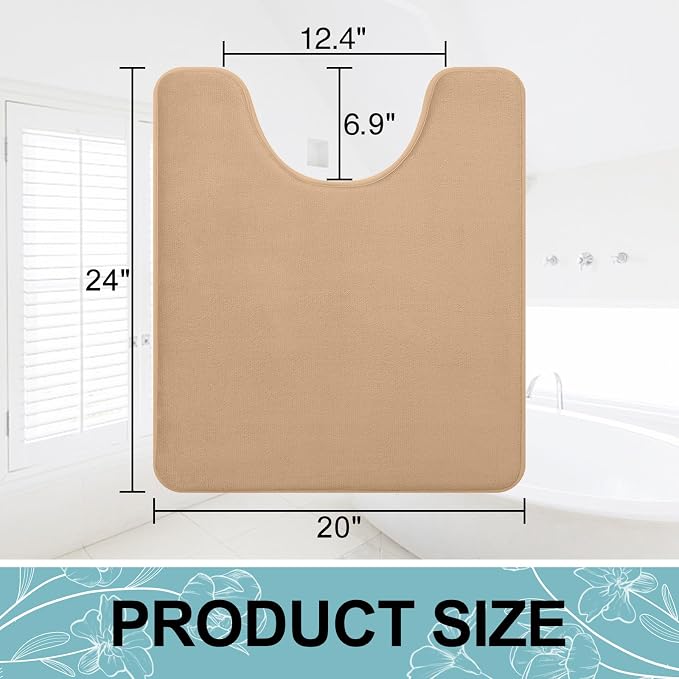 Smiry Memory Foam Toilet Rugs 24x20, Extra Soft Absorbent Bathroom Rugs | Camel, Quick Dry Machine Washable Non-Slip Contour Bath Mat for Toilet