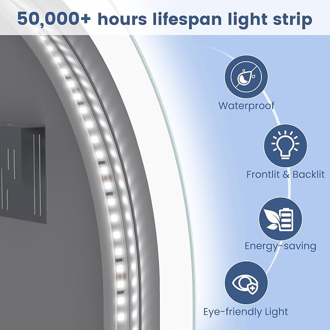 STARLEAD 40"x24" Oval LED Bathroom Mirror with Bluetooth Speaker, Dimmable Lighting, 3 Color Modes, Anti-Fog, Touch Control Wall Mounted Vanity Mirror