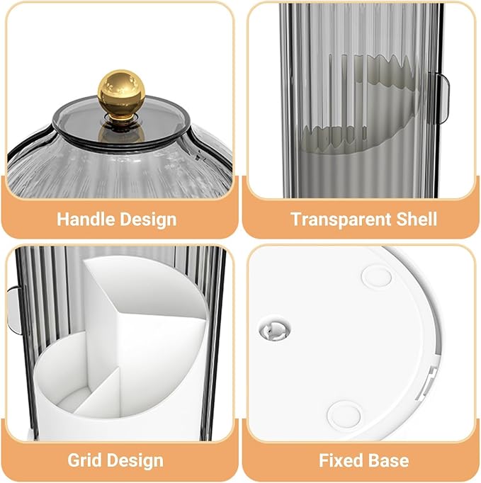 Birdcage-Style Concealed Toothbrush Holder Sliding Lid Bathroom Counter Organizer Tooth Brush Holder for Bathroom 360 Rotating Waterproof Dustproof Makeup Brushes Storage for Vanity (White)