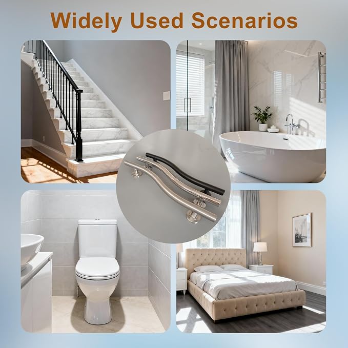 24 Inch Wave Grab Bar, Polished Chrome Shower Handrail, 2 Pack | 304 Stainless Steel, Wave Shaped Fully Welded 1.25" Tube, ADA Compliant Safety Handrail for Elderly & Disabled