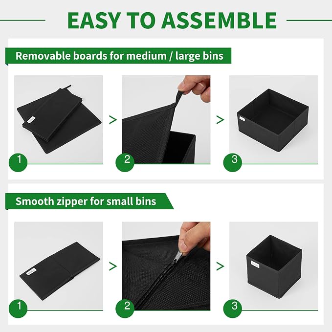 Drawer Organizer Clothes, 8 Pack Underwear Drawer Organizer, Foldable Cloth Storage Box Closet Organizers and Storage for Clothes, Socks, Scarves, Ties (Black)