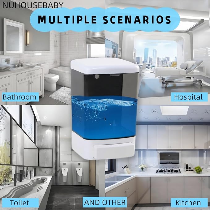 Manual Soap Dispenser Wall Mounted 33.8oz Bathroom Commercial | Durable ABS,Leak-proof,Rustproof.Big Capacity.Easy Install & Refill,Suitable Various Locations & Liquids.1000ML