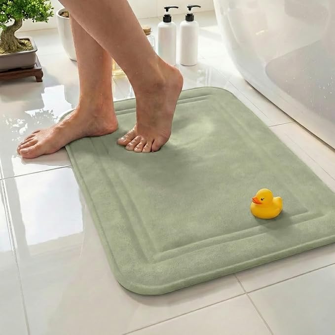 Memory Foam Bath Mat 24x16, Non Slip, Machine Washable, Quick Dry & Absorbent Rugs, Bath Mats for Bathroom Floor, Tub & Shower, Bathroom Rug, Sage Green