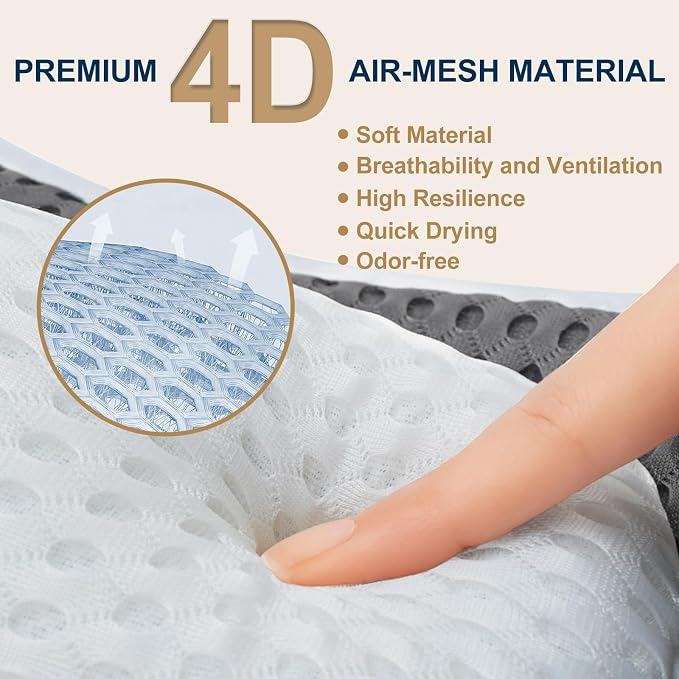 Bath Pillow for Tub Ergonomic Bear Shape Design Bath Pillow for Head and Neck Support SPA Gift Bathtub Pillow 4D Air-Mesh with 8 Suction Cups Washable Gray