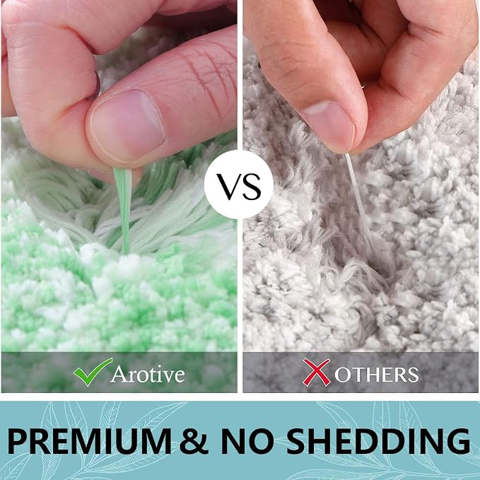 Arotive Microfiber Bathroom Rugs, Shaggy Soft Absorbent Bath Rug, 36x24 | Green, Rubber Backing Thick Plush Machine Washable Dry Bath Mats for Bathroom, Tub and Shower, Rectangular