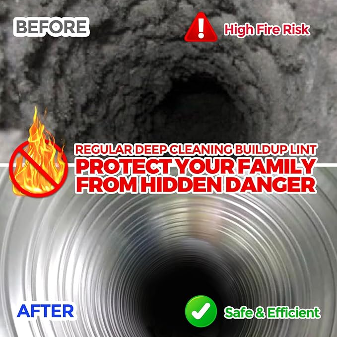 Holikme Dryer Vent Cleaner Kit - 35Ft Flexible Lint Brush for Deep Cleaning | Dryer Vent Cleaner Brush with Drill Attachment, Removes Years of Lint Buildup, Improves Airflow, Faster Drying & Fire Safety