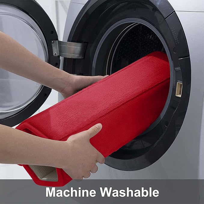 Buganda Memory Foam U-Shaped Toilet Rugs 24 x 20, Absorbent Bathroom mat | Red, Thick Soft Machine Washable toilet mat for bathroom, Contour Bath Rugs Mat for Toilet Base