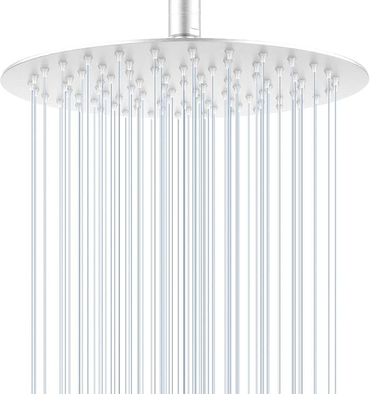 10 Inch Brushed Nickel Round Rain Shower Head, All Metal Stainless Steel Rainfall Shower Heads with 100 Anti-Clog Silicone Nozzles, Wall or Ceiling Mount