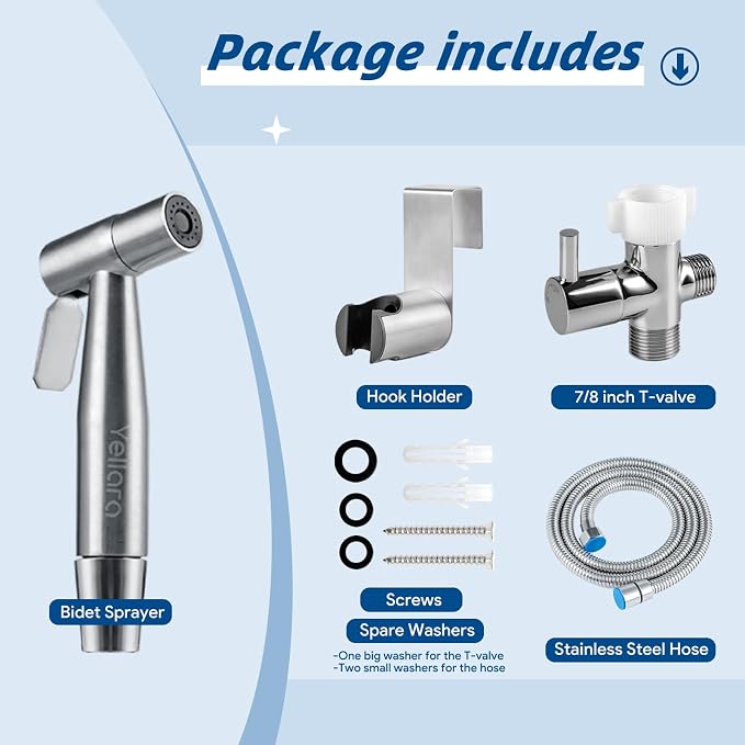 Handheld Bidet Sprayer for Toilet - Feminine Wash, Toilet Cleaning - Stainless Steel, Adjustable Water Pressure, Easy Installation