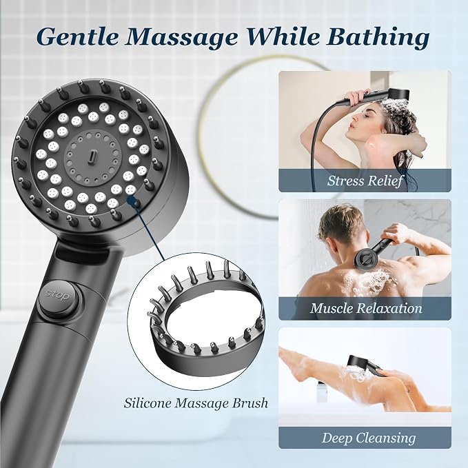 FEELSO Filtered Shower Head with Handheld, High Pressure Shower Filter Head | ON/OFF Switch, Anti-clog Nozzles, 4 Spray Showerhead with Filters for Hard Water, Remove Chlorine, Reduce Dry Itchy Skin