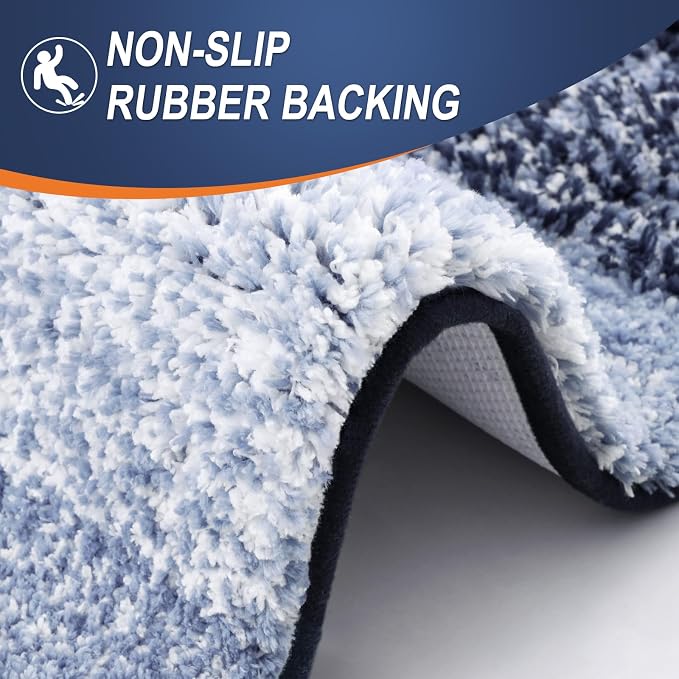 OLANLY Large Bathroom Rugs 50x30, Extra Soft Absorbent Microfiber Bath Rugs | Navy Blue, Non-Slip Quick-Drying Rubber Backing, Washable Plush Bath Mat for Floor, Tub and Shower, Home Decor Accessories