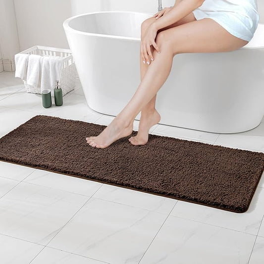 MIULEE Brown Bathroom Runner Rugs Soft Microfiber Bath Mat 24x60 Inch | Absorbent, Non Slip, Quick Dry, Fluffy Bath Rugs for Bathroom Floor Tub Showers, Machine Washable