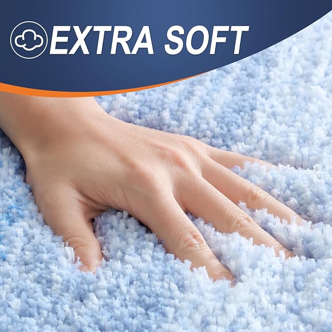 OLANLY Bathroom Runner Rug 47x17, Extra Soft Absorbent Microfiber Bath Rugs | Light Blue, Non-Slip Quick-Drying Rubber Backing, Washable Long Bath Mat for Floor, Tub and Shower, Home Decor