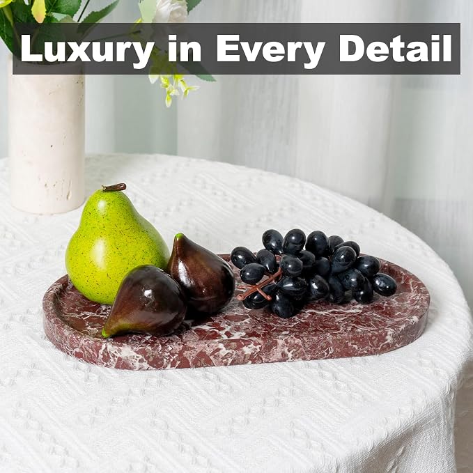 Norway Natural Marble Tray, 12"x6" Vanity Decorative Tray for Countertop, Catchall Tray for Perfume, Candles, Jewelry Dish