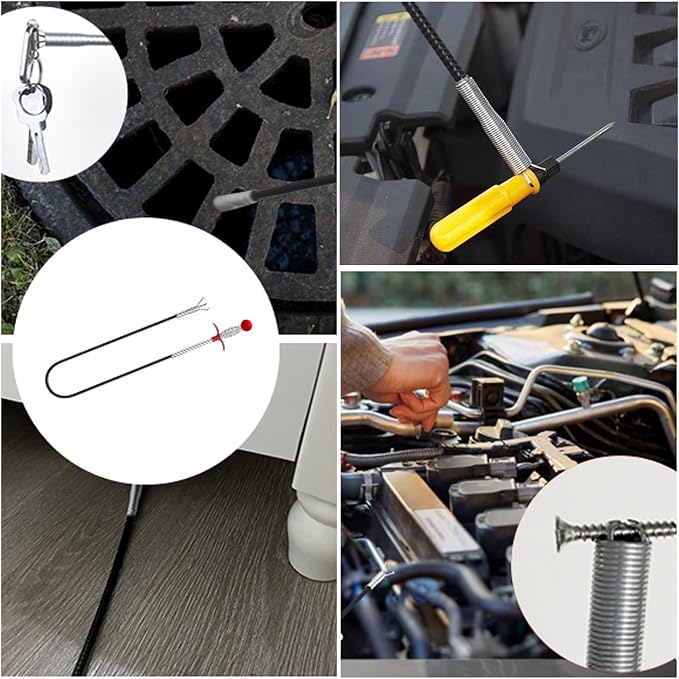 80-Inch Drain Snake Hair Clog Remover with Round Knob and 4-Claw Grabber | Flexible Coated Shaft • Reusable And Easy To Rinse • Pulls Hair, Food Waste And Debris From Curved Household Pipes