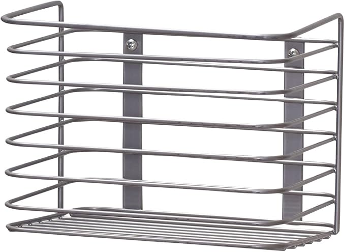 Household Essentials Door Mount Cabinet Organizer, Steel Wire Basket, Attractive Nickel Powder Coating, Great for Saving Space, Mounts to Solid Surface with Hardware Included