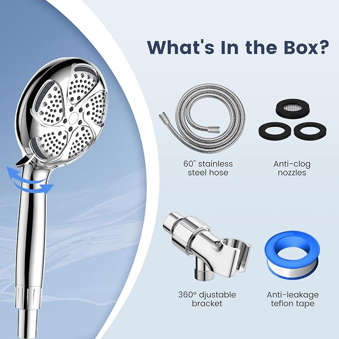 FEELSO Filtered Shower Head with Handheld, High Pressure 7-Spray Showerhead | Shower Filter Head for Hard Water, Remove Chlorine, Reduce Dry Itchy Skin, Anti-clog Nozzles, Power Wash to Clean Tub&Pet
