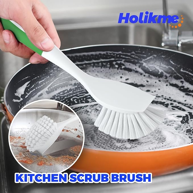 Holikme Dish Brush Cleaning Brush Set for Cleaning Groove Gap,Green | Dish Brush Set Cleaning Brush Set, Scouring Pad for Cleaning, Groove Gap Brushes for Pot, Pan, Abrasive Wheel Brushes