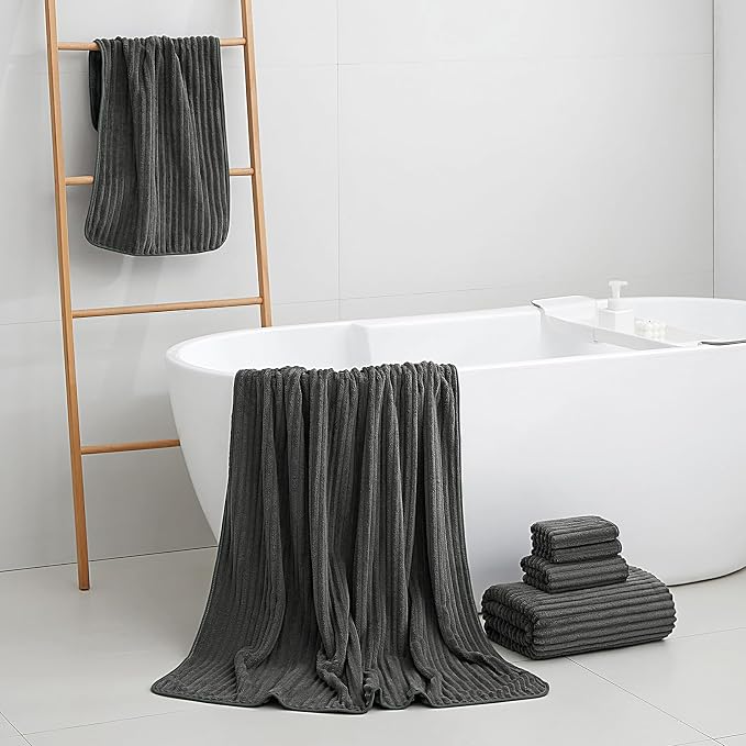 2 Piece Bath Sheets, 40"x80" Bath Towels, Charcoal Gray | Extra-large size, Quick dry, Highly Absorbent, Lint Free，shower towels for bathroom gym spa，Big and Tall users