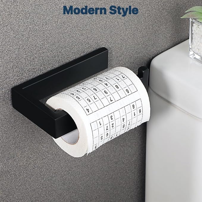 Sayayo Matte Black Toilet Paper Holder Wall Mount, RV Toilet Tissue Holder for Bathroom Tp Holder Square, SUS304 Stainless Steel 6 Inch